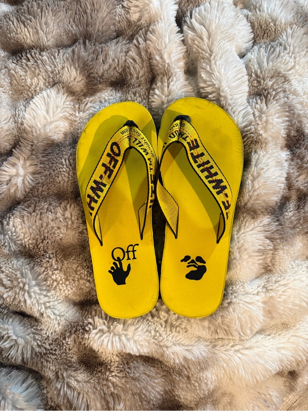 Women’s Yellow Off-White Flip Flops